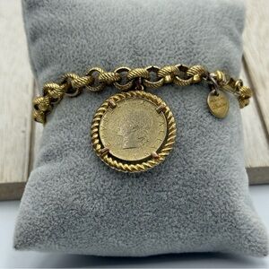 vintage Dyadema Bronze Italy bracelet with a 1979 Repvbblica Italiana coin charm